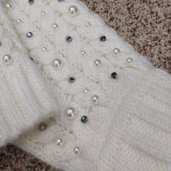 3374 Size Large Ciebon Beaded Pearl Sweater Cardigan - Picture 3 of 7